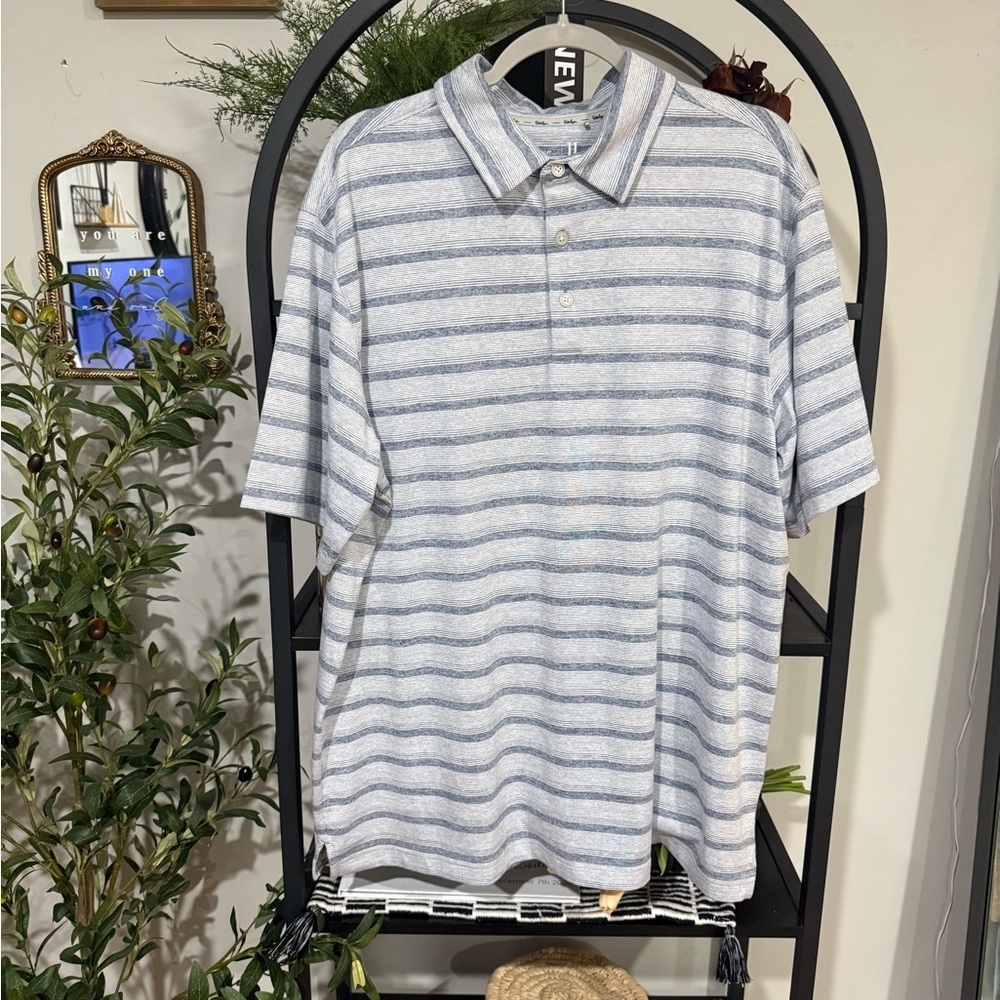 Walter Hagen Men's Golf Polo Shirt - Gray and White Stripes size xl